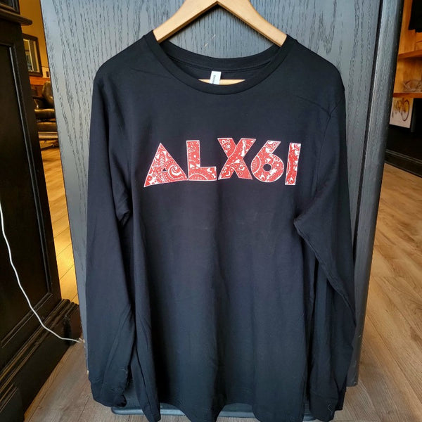 ALX61 Paisley (Red/White) Black 2X-Large Long Sleeve Tee
